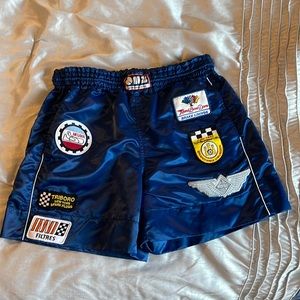 Aime Leon Dore Navy Satin Pit Crew Shorts Size Medium